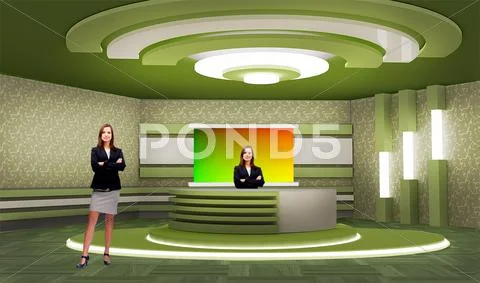 Tricaster Psd TV Studio Set for Talkshow PSD Template