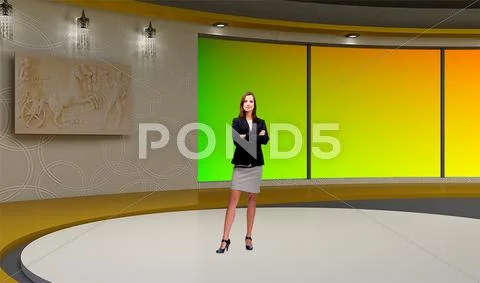 Tricaster Psd TV Studio Set for Talkshow PSD Template