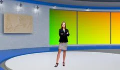 Tricaster Psd TV Studio Set for Talkshow PSD Template