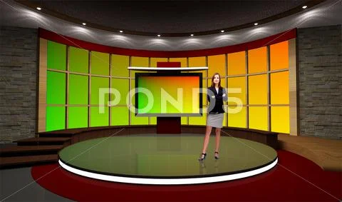 Tricaster Psd TV Studio Set for Talkshow PSD Template