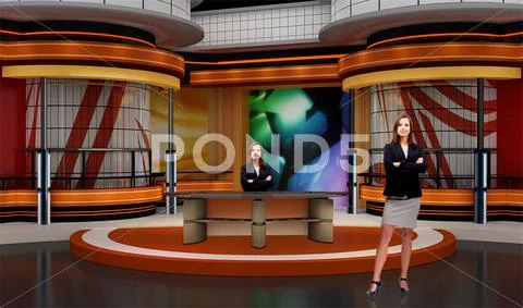 Tricaster Psd TV Studio Set for News Modello PSD