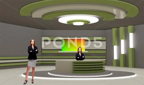 Tricaster Psd TV Studio Set for News PSD Template