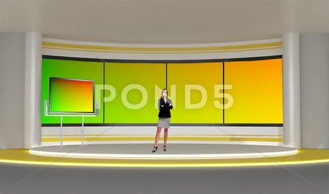 Tricaster Psd TV Studio Set for News PSD Template