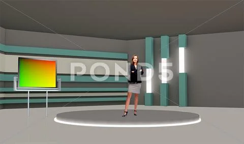 Tricaster Psd TV Studio Set for News PSD Template