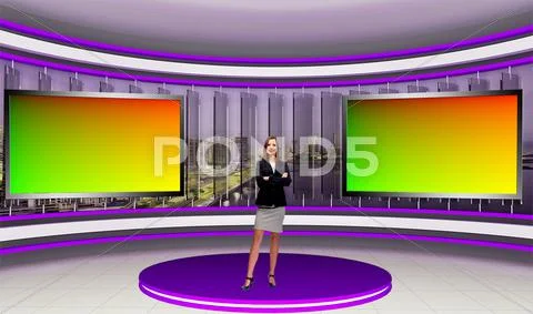 Tricaster Psd TV Studio Set for News PSD-sjabloon