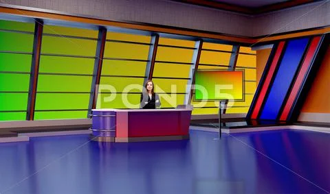 Tricaster Psd TV Studio Set for News PSD Template