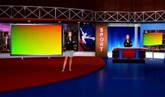 Tricaster Psd TV Studio Set for Sports PSD Template
