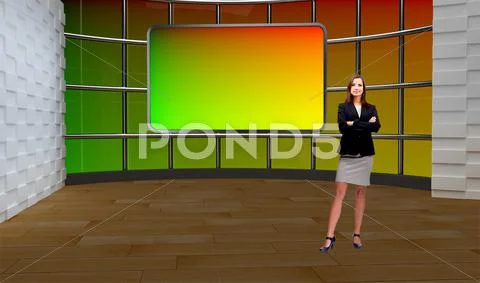 Tricaster Psd TV Studio Set for Talkshow PSD Template