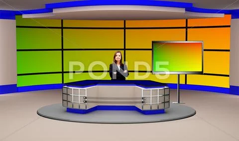 Tricaster Psd TV Studio Set for Weather PSD Template