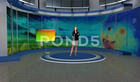 Tricaster Psd TV Studio Set for Weather PSD Template