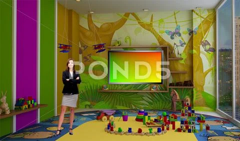 Tricaster Psd TV Studio Set for Kids PSD Template