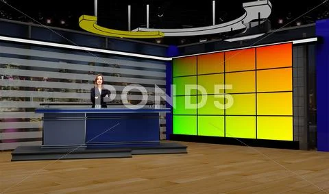 Tricaster Psd TV Studio Set for News PSD Template