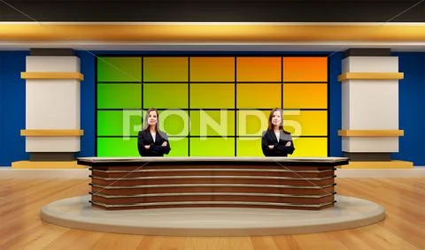 Tricaster Psd TV Studio Set for News PSD Template