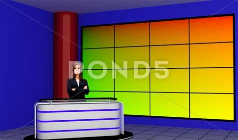 Tricaster Psd TV Studio Set for News PSD Template
