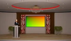 Tricaster Psd TV Studio Set for Education PSD Template