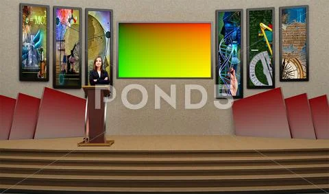 Tricaster Psd TV Studio Set for Education 028 PSD Template