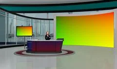 Tricaster Psd TV Studio Set for Education PSD Template