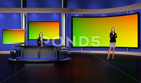 Tricaster Psd TV Studio Set for Election PSDテンプレート