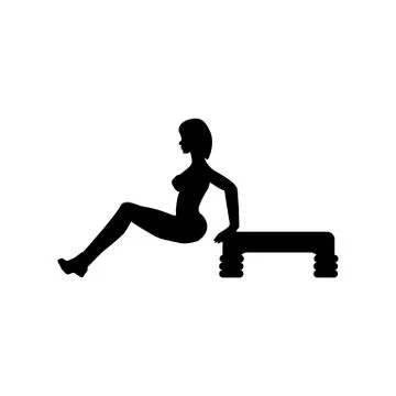 Tricep dip exercise workout silhouette Stock Illustration