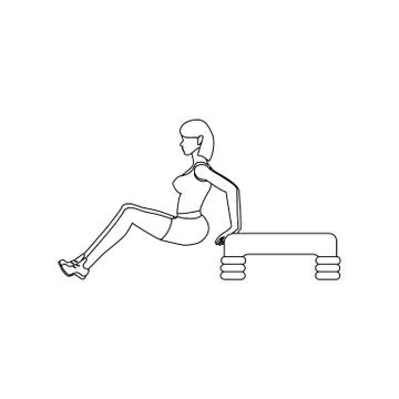Tricep dip workout outline Stock Illustration