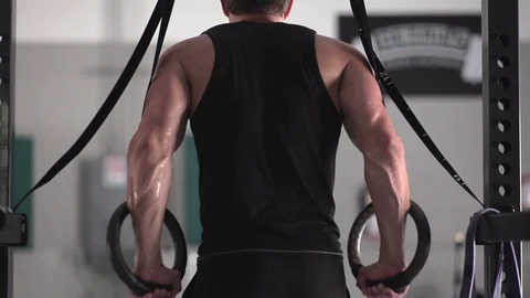 TRICEP RINGS WORKOUT Stock Footage 128557298