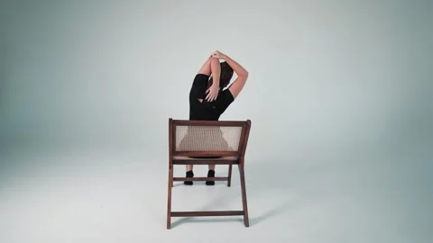 Tricep stretch back view Stock Footage 314196045