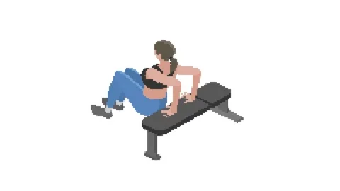 Triceps. Exercises on the bench. Pixel graphics. 動画素材 291898625