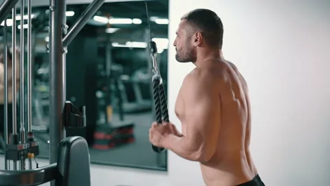 Triceps pull down exercise. Stock Footage 164613924