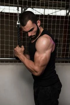 Triceps Pulldown Workout Stock Photos