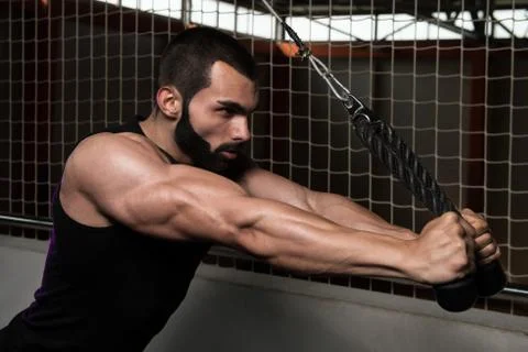 Triceps Pulldown Workout Stock Photos
