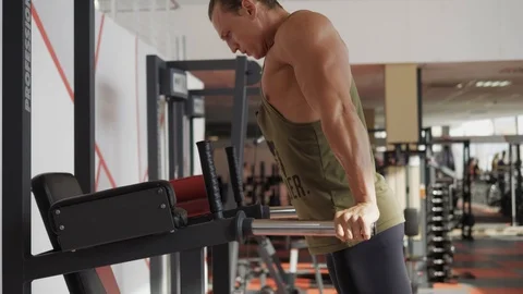 Triceps workout of fit guy Stock Footage 118074415