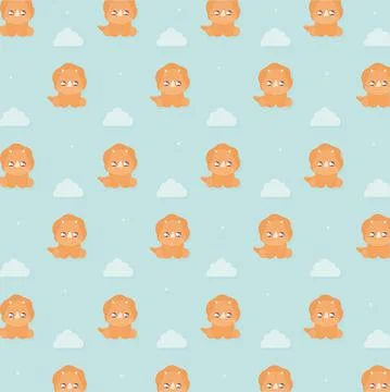 Triceratops and clouds pattern Stockillustratie