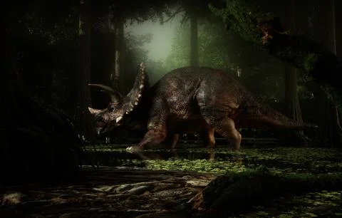Triceratops dinosaur in the forest. Illustrazione stock