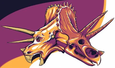 Triceratops dinosaur head with skull vector illustration Stock Illustration