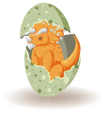 Triceratops hatching from egg Illustrazione stock