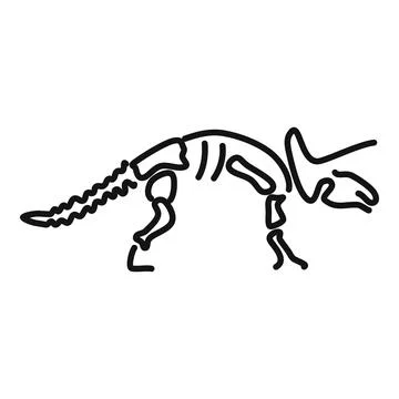 Triceratops skeleton drawing showing bones and posture Stock Illustration