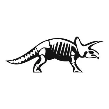 Triceratops skeleton standing in profile view, paleontology symbol Stock Illustration