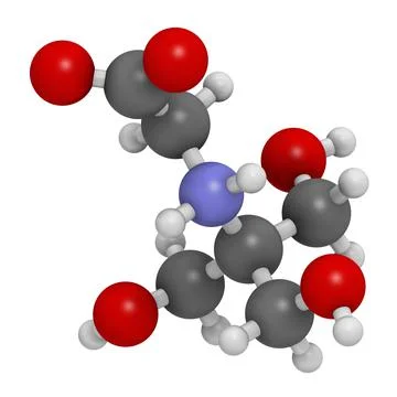 Tricine buffering agent molecule. 3D rendering. Stock Illustration