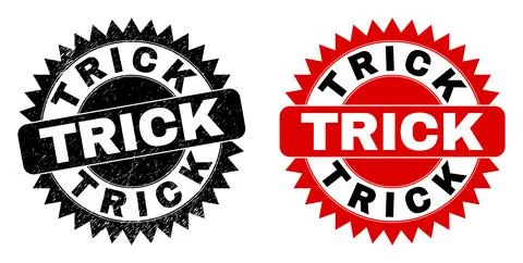 TRICK Black Rosette Stamp Seal with Unclean Style Stock Illustration