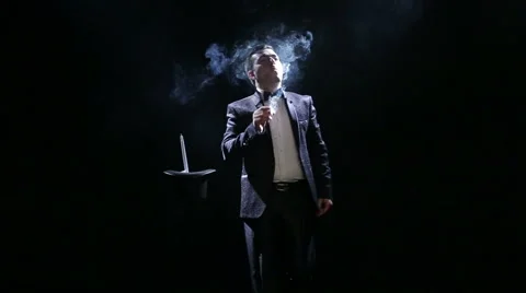 The trick with the disappearing cigarette Stock Footage 54692032