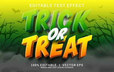 Trick or treat  3d vector text effect with modern style design Stock Illustration