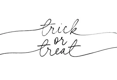 Trick or treat black vector line calligraphy. Stock Illustration