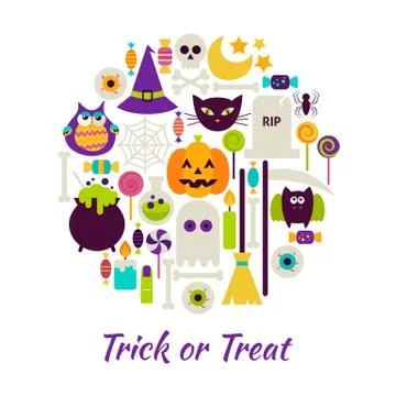 Trick or Treat Objects over White Illustrazione stock