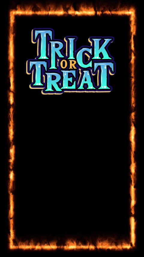 Trick or Treat Text with Animated Fire Frame on Black Background Stock Footage 342468244