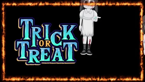 Trick or Treat Text with Floating Ghost Girls and Fire Frame Stock Footage 339988445