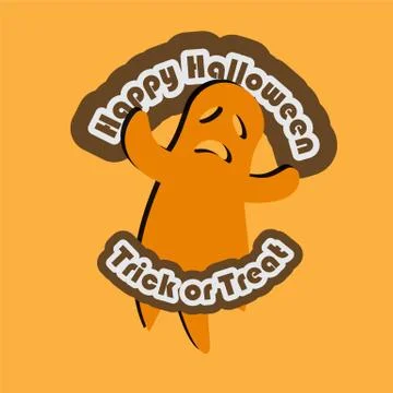 Trick or treat text with ghost Stock Illustration