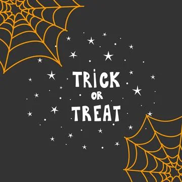 Trick or treat typography with cobweb background. Stock Illustration