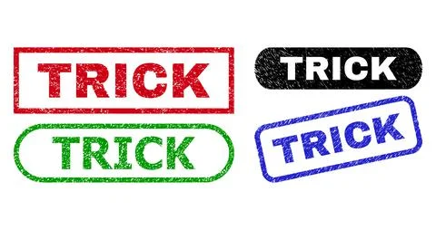 TRICK Rectangle Stamps with Grunge Surface Illustrazione stock