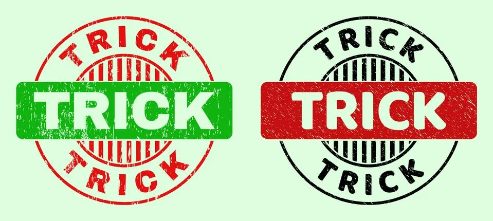 TRICK Rounded Bicolor Watermarks - Corroded Style Stock Illustration