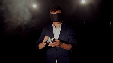 The trick with the Rubik's cube. Stock Footage 75952388